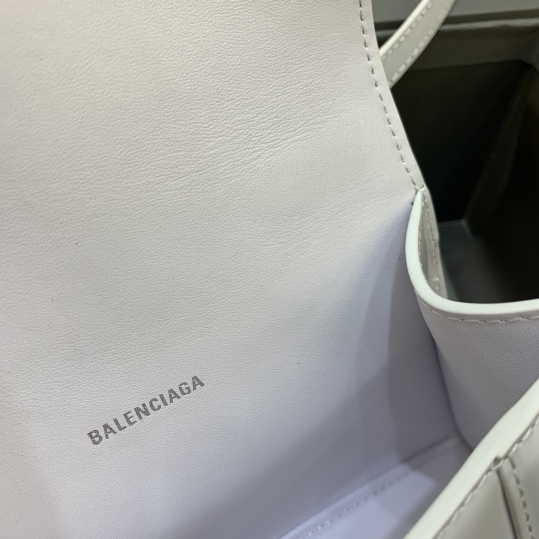 Balenciaga Hourglass XS Handbag Box Calfskin Shoulder Bag White